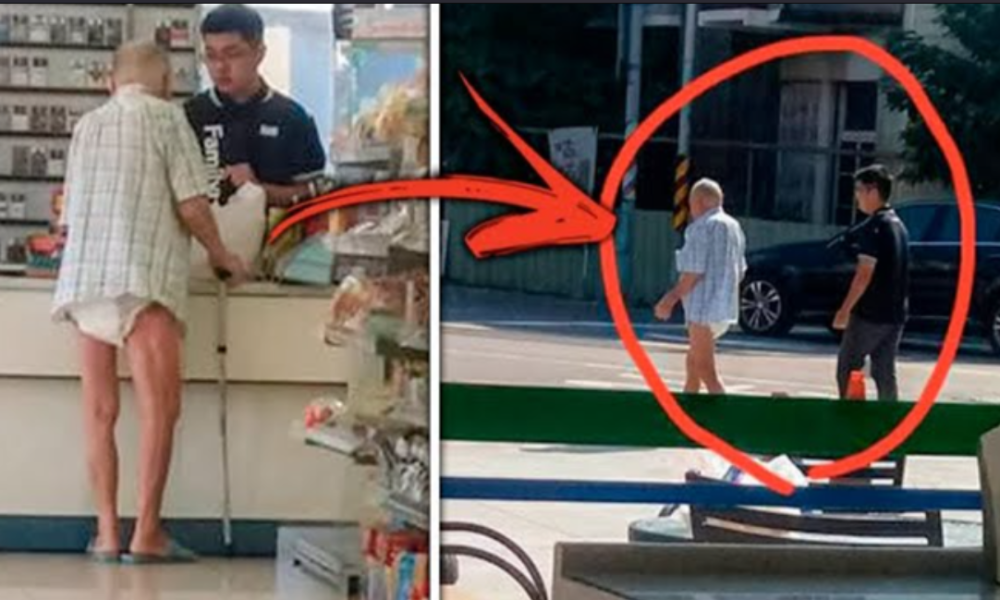 A man goes into a store wearing a diaper. Then the cashier silently followed him until finding this