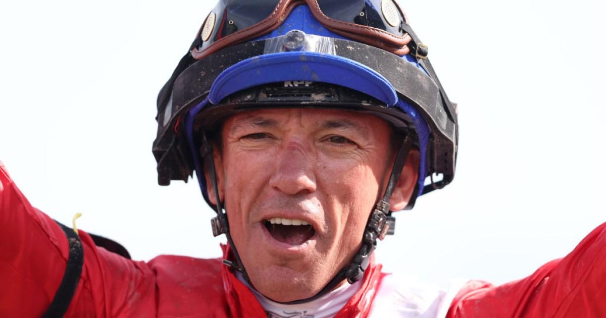 Frankie Dettori reacts to winning six consecutive races at odds of 77,000-1