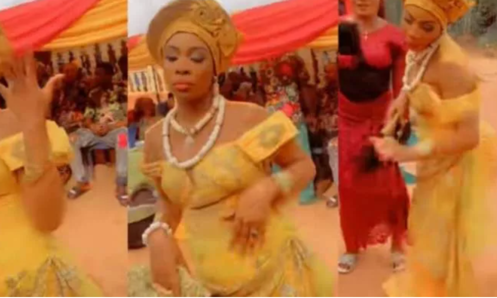 “God no be man” – Woman celebrates traditional marriage after being shamed for allegedly being a runs girl (Watch Video)