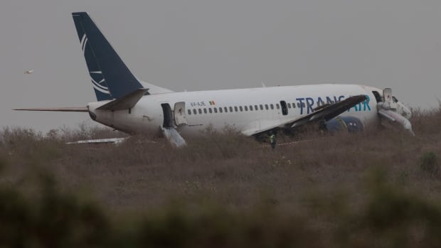 Jetliner skids off runway in Senegal, injuring 10