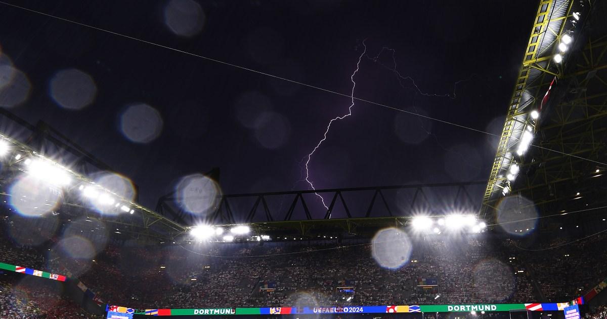 Huge storm sees Euro 2024 clash between Germany and Denmark suspended | Football