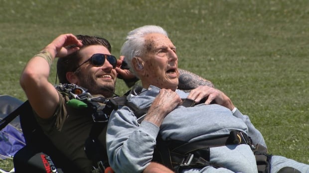 100-year-old veteran parachutes out of a plane, raising over $100K for SickKids hospital