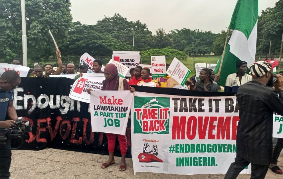 Hunger protesters converge on Abuja stadium