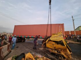 Two escape death as bus crashes into truck in Lagos