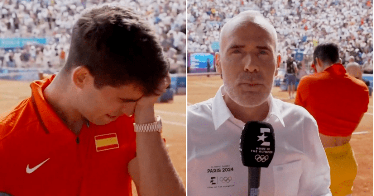 Heartbroken Carlos Alcaraz has to stop interview after Olympic final defeat to Djokovic