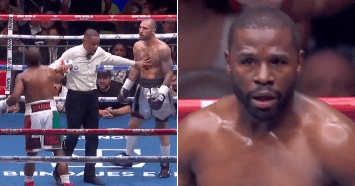 Bizarre moment Floyd Mayweather Jr gets referee ejected in middle of boxing match