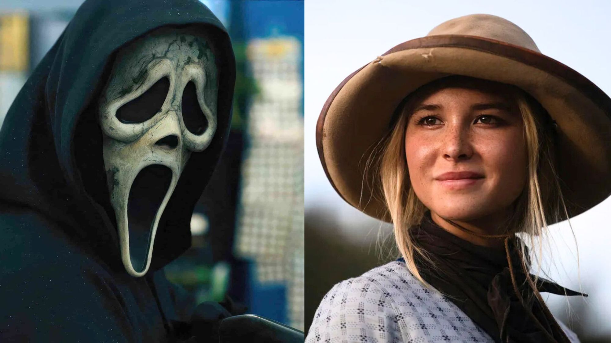 Ghostface in Scream 6 and Isabel May in 1883