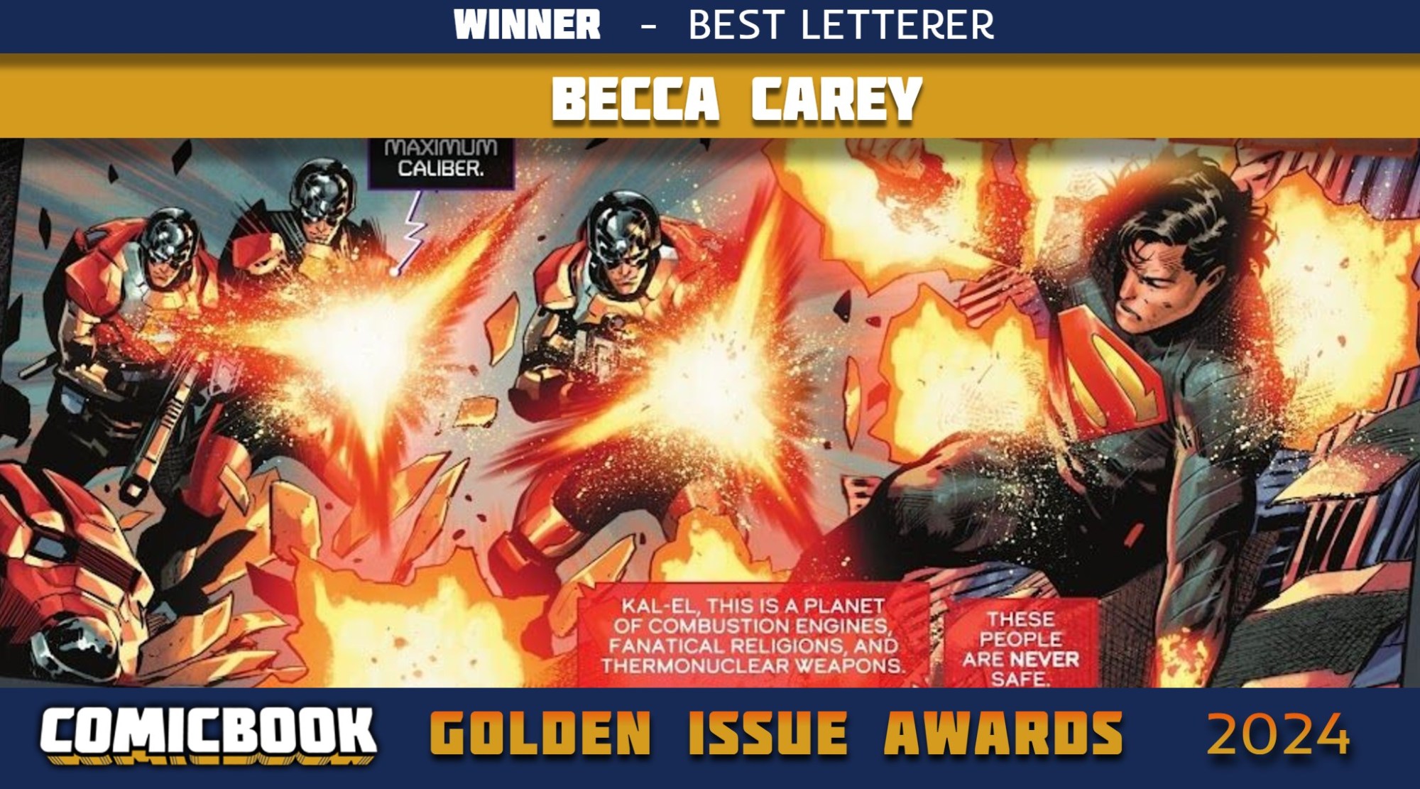 Absolute Superman's Becca Carey Wins Best Letterer (Golden Issue Awards 2024)