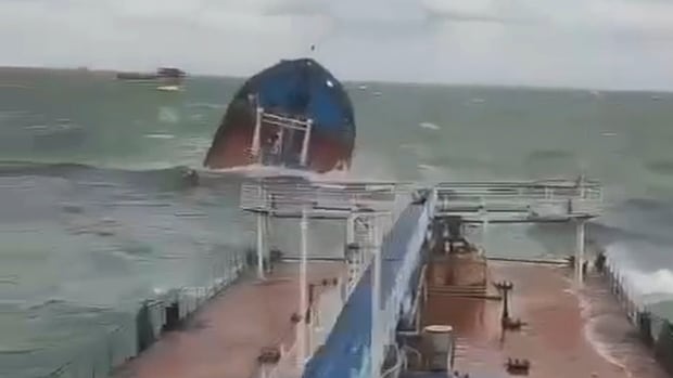 Russian tanker splits in half during storm, spilling oil into Kerch Strait