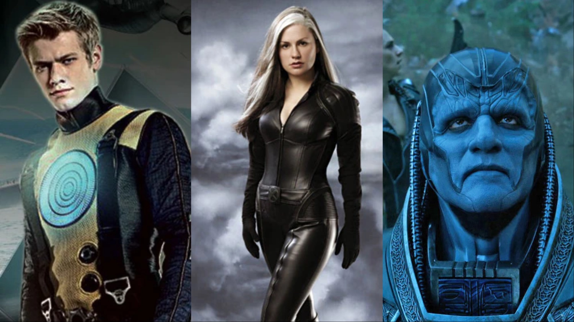 A split image of Havok from X-Men: First Class, Anna Paquin